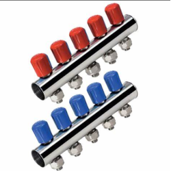 1'' Kendinden Vanalı 4'lü Kollektör Çift Mavi-kırmızı