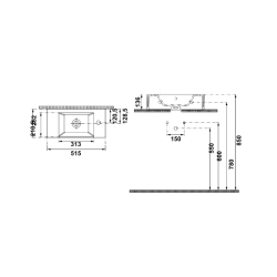 Hafele Banyo Lavabosu Nuvo Parlak Beyaz Sağ-Sol Batarya Delikli