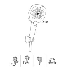 Hafele Askılı El Duşu Seti Focus 3 Fonksiyonlu Mat Siyah