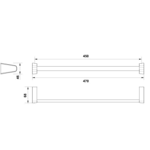 Hafele Uzun Havluluk Norm Duvara Monte 450mm Parlak Krom Renk
