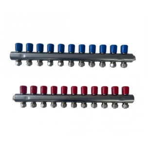 1'' Kendinden Vanalı 13'li Kollektör Çift Mavi-kırmızı 1'' Kendinden Vanalı 13'li Kollektör Çift Mavi-kırmızı